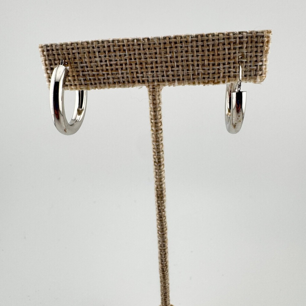 JCM Vintage 14k White Gold Hoop Earrings 1 Inch Y2K 1.48g Classic High Polish